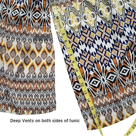 SPENSE Retro Printed Longline Tunic High Low Hem with Deep Vents Size L - Picture 10 of 10